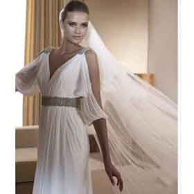 Sashes Sheath Column Wedding Gown Chiffon V Neck Wedding Dresses