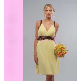 V-neck Tea-Length Soft A-line Zipper Straps Wedding Dresses