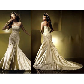 FAST FREE SHIPPING! SALE PROMOTION! 2010 New Style Romantic Mermaid Strapless Taffeta Wedding Dresses Evening Dresses