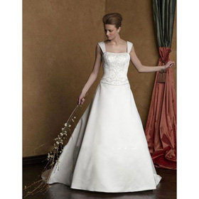 White Embroidered Long Trailing Classic & Timeless Wedding Dress