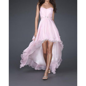 A-Line Chiffon Strapless Cocktail  Knee Length Prom Dresses