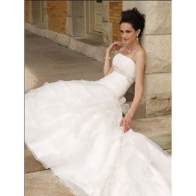 Wholesale Hot Selling Strapless A Line Style Tailing Beaded Wedding Dresses