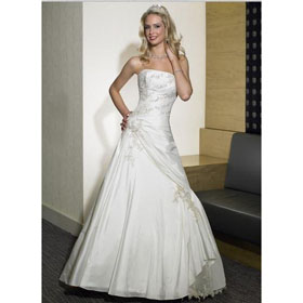 Chapel Train Embroidery Backless Cascading Ruffle Wedding Dress