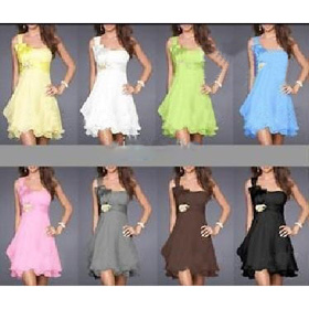 A-line One Shoulder Sweetheart Scalloped-edge Short Prom Dresses