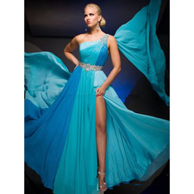 Chiffon Material One-Shoulder Celebrity Style Evening Dresses