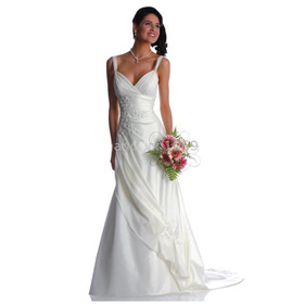 Floor-length Halter Straps V-neck Elegant & Luxurious Lace Draped Wedding Dresses