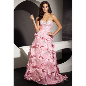 Lady's Taffeta Material A-Line Floor Length Prom Dresses