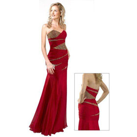 Sleeveless Design Dark Red Color Floor Length Beaded Celebrity Dress