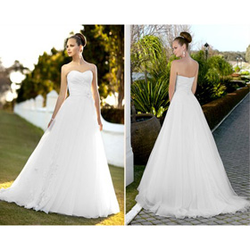 Elegant Sleeveless Lace-up Back Organza Bridal Satin Empire Wedding Dresses