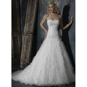 Strapless & Tulle Floor-length Sleeveless Luxury Wedding Dresses