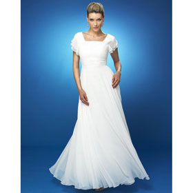 Custom Made Cap Sleeve Chiffon Short Sleeve Square Neck Beach Maternity Wedding Dresses