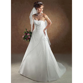 Backless Lace Up Strapless Floor-Length Wedding Dresses