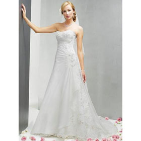 Trumpet Mermaid Strapless Embroidery Floor-Length Wedding Dresses