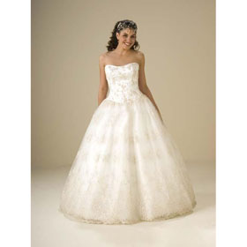 Appliques Ball Gown Satin Lace Floor-Length Wedding Dresses