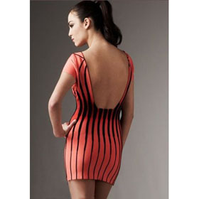 Bandage Style Mini Short Sleeve Backless Knee Length Prom Dress