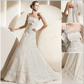 Free Shipping EU430 New Arrival Lace Royal Luxury Wedding Gown