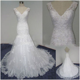 2011 Latest Elegant Drop Shipping Freight Free Meimaid Style Beaded Sweethart Neckline Mermaid Lace Bridal Wedding Dress JJ2364
