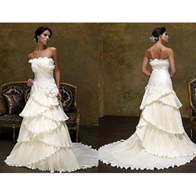 Free Shipping 2010 New Style Women's Beautiful Sexy Bride Gown Strapless Wedding Dress Dresses with Ruffles Dresses Dress
