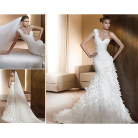 W72 New Style Hot Sale Organza One-shoulder Wedding Dress