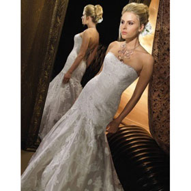 Custom Made Noble Free Shipping Mermaid Lace Strapless Sleeveless Wedding Dresses For Bride
