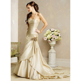 2011 Free Shipping Sleeveless Trumpet Satin with Flowers Wedding Gown WD-21-05 On Sale