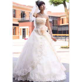 Ball Gown White Ivory Color Lady's Billowy Shape Prom Dress
