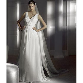 Watteau Train Wedding Dresses Bridal Gown Customize W995 Sleeveless V-neck Applique