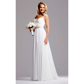 A-Line Beading Sequins Straps Sleeveless Halte Organza / Chiffon Empire Wedding Dresses