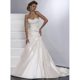 Strapless Neckline Applique Gown Lace-Up Sweep Train Wedding Dresses