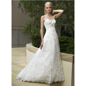 Lace-up Appliques Backless Sleeveless Tulle Chapel Empire Wedding Dresses