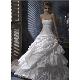 Flowers Court Train Floor-length Wedding Dresses