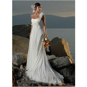 Free Shipping! MOQ:1 Piece,popular One Shoulder Beautiful Design Mermaid Wedding Dress B004 Wholesale and Retail