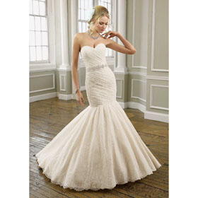 2011 Hot Sale Ivory Mermaid Lace Sweetheart Neck Applique Court Train Wedding Dresses Bridal Gown AM-1