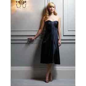 Off-the-shoulder Draped Taffeta Tea-length Wedding Dresses