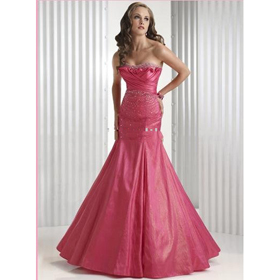 Red Sleeveless Ankle-length Evening Dresses