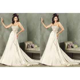 Backless Sleeveless Sashes Elegant Elastic Silk-like Satin Luxury Wedding Dresses