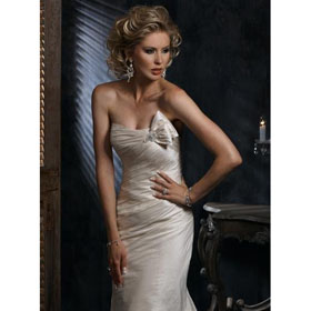 A-Line Strapless Gown Lace-up Back Sweep Train Wedding Dresses
