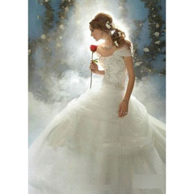 Strapless Sweep Taffeta Tulle Misse Elegant Luxury Wedding Dresses