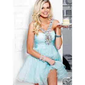 Straps Elegant Sweetheart Organza Beading Embroidery Tulle Crystal Ruffles Homecoming Dress