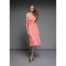 Strapless Tea-length Cascading Ruffle Wedding Dresses