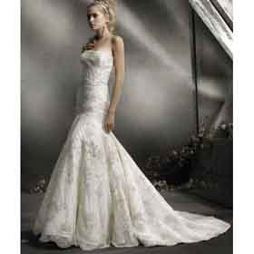 Floor-Length Lace Chapel Train Strapless Sleeveless Chic & Modern Mermaid Wedding Dresses