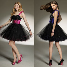 Beaded & Tulle One Shoulder Ankle-length Homecoming Dresses