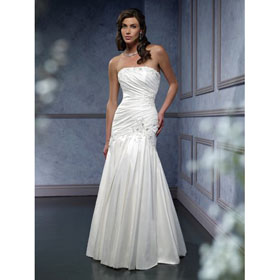 A-line Floor Length Lace-up Backless Satin Chiffon Empire Wedding Dresses