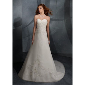 Sweep Train A-line Silk Chiffon Taffeta Lace Up Sweetheart Empire Wedding Dresses