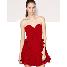 Unique Red Beautiful Ruffle Sweetheart Neckline Prom Dress