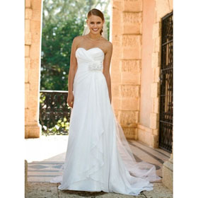 A-Line Sweetheart Neckline Strapless Sleeveless Split Front Empire Wedding Dresses