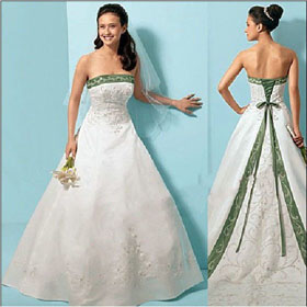 A-Line Breathable Eco-Friendly Embroidered Floor-Length Strapless Wedding Dresses
