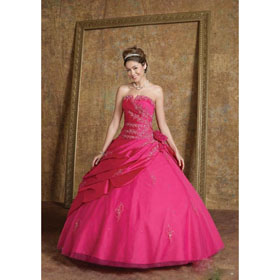 Sweetheart Rose Pink Watteau Train Floor-Length Wedding Dresses