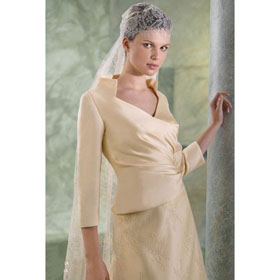 Floor-length Long Sleeve V-neck Appliques Elastic Silk-like Satin Luxury Wedding Dresses