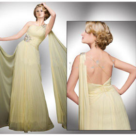Elegant One-Shoulder Glamorous Formal Design Gown Beaded Celebrity Dress